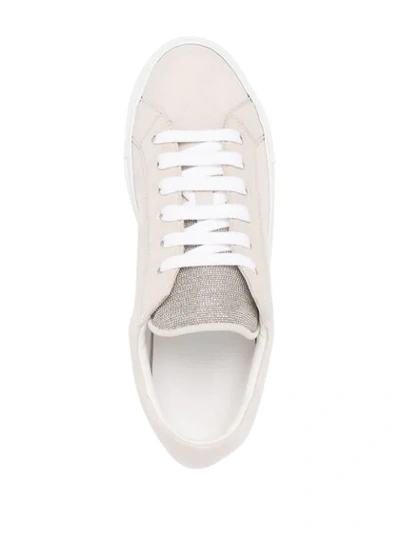 Shop Brunello Cucinelli Monili Chain-embellished Low-top Sneakers In Neutrals