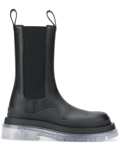 Tire Rubber-trimmed Leather Chelsea Boots In Black