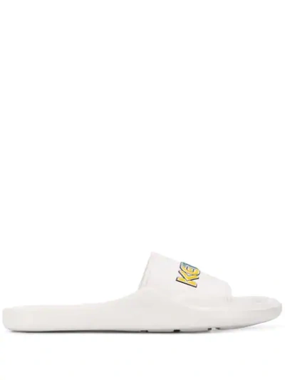 Kenzo Kombo Pool Mule Logo Slides Sandals In White