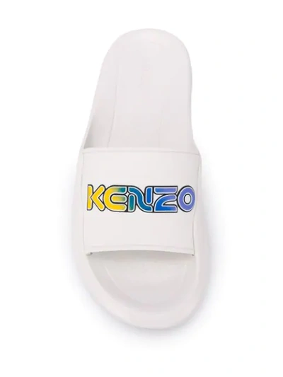 Kenzo Kombo Pool Mule Logo Slides Sandals In White