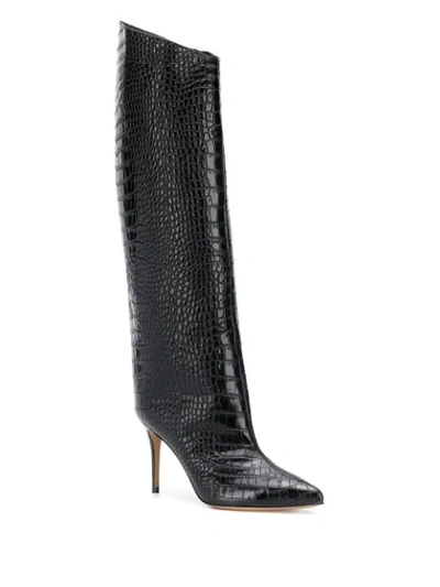 Shop Alexandre Vauthier Croc-effect Stiletto Boots In Black