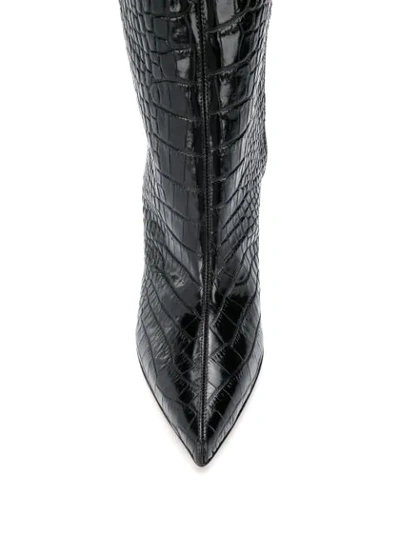 Shop Alexandre Vauthier Croc-effect Stiletto Boots In Black