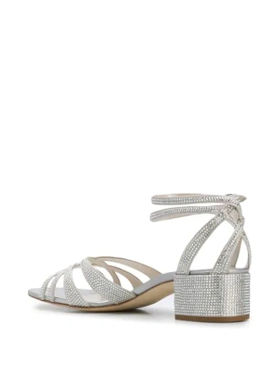 Shop René Caovilla Open Toe Sequin Sandals In Silver