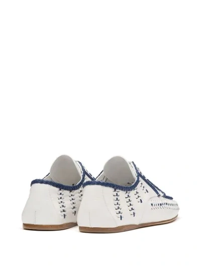 Shop Prada Braided Trim Woven Lace-up Shoes In White
