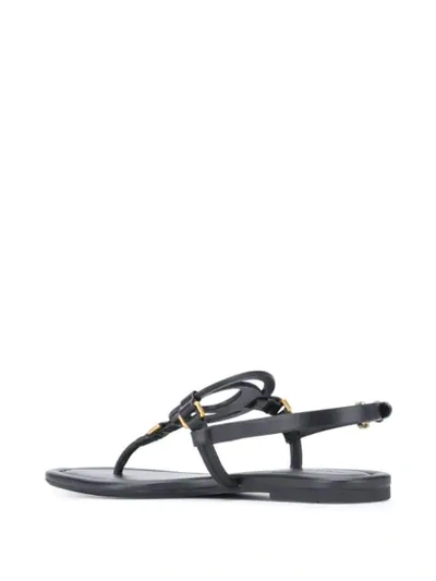 Shop Coach Slingback Logo Plaque Sandals In Black