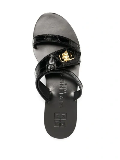 Shop Givenchy 2g Crocodile Embossed Sandals In Black