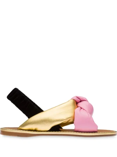 Shop Miu Miu Knotted Sandals In Pink