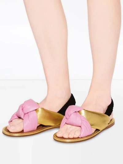 Shop Miu Miu Knotted Sandals In Pink