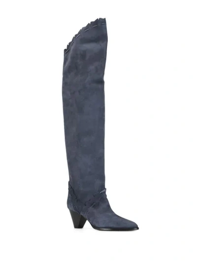 Shop Isabel Marant Luis Thigh-high 60mm Boots In Blue