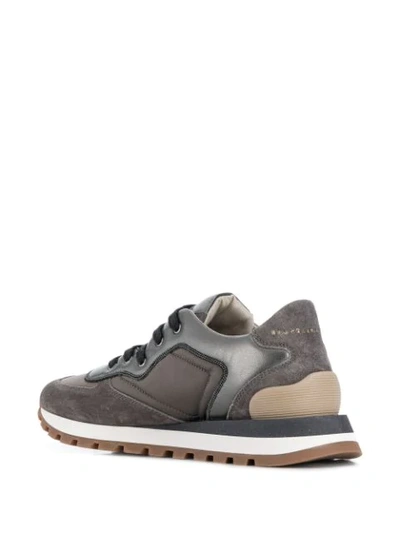 Shop Brunello Cucinelli Contrast-panel Low Top Trainer In Grey