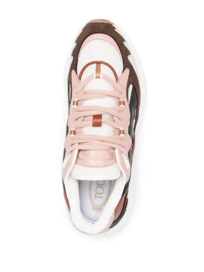 Shop Tod's Contrast-panel Low-top Sneakers In Pink