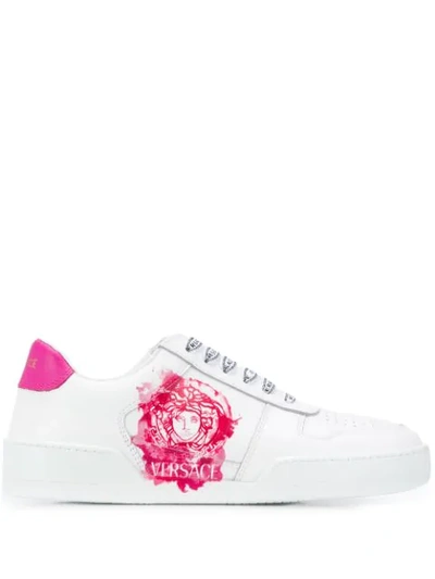 Shop Versace Medusa Head Sneakers In White