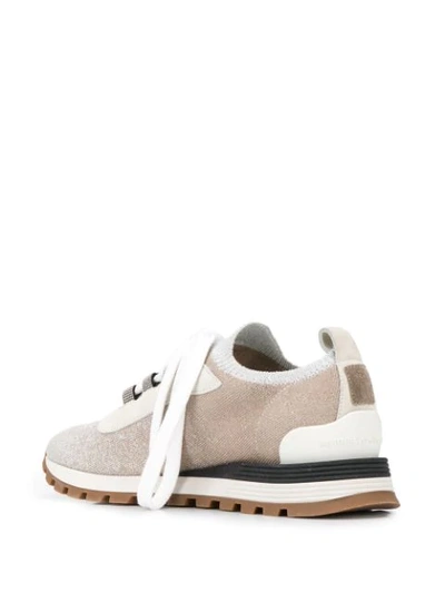 Shop Brunello Cucinelli Ball-chain Detail Sneakers In Neutrals