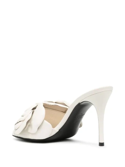 Valentino Floral Appliqué Leather Mules In White