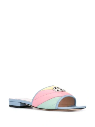 Shop Gucci Double G Rainbow Mules In Blue
