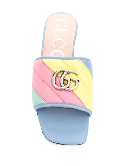 Shop Gucci Double G Rainbow Mules In Blue