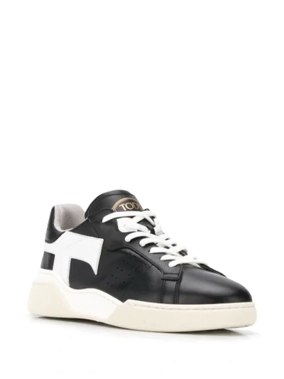 Shop Tod's Low-top Leather Sneakers In Black