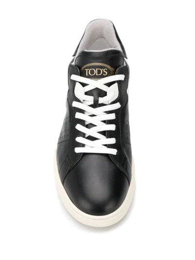 Shop Tod's Low-top Leather Sneakers In Black