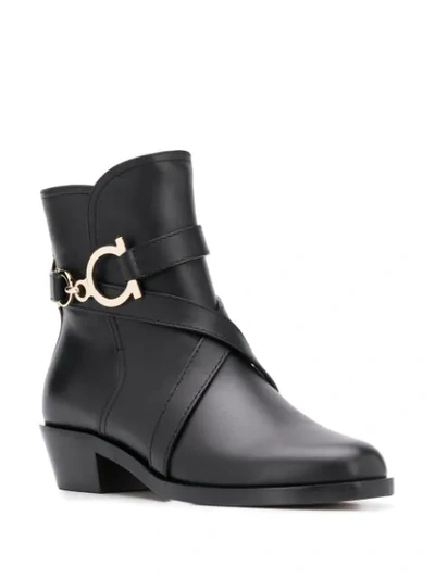 Shop Ferragamo Gancini-strap Ankle Boots In Black