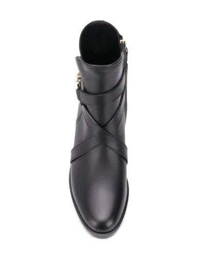 Ferragamo Shadi Gancini Leather Booties In Black
