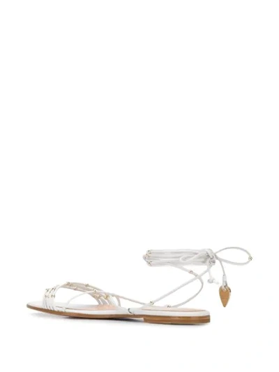 Shop Gianvito Rossi Wrap-around Beaded Flat Sandals In White