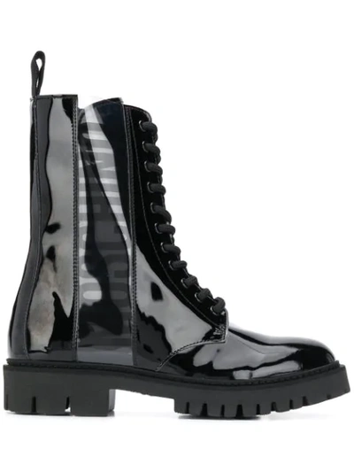 Shop Moschino Military-style Ankle Boots In Black