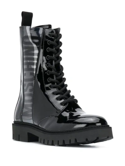 Shop Moschino Military-style Ankle Boots In Black