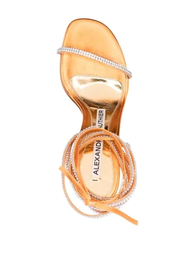 Shop Alexandre Vauthier Crystal Embellished Metallic Sandals In Orange