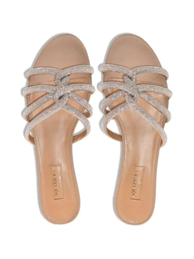 NEUTRAL MOONDUST FLAT LEATHER SANDALS