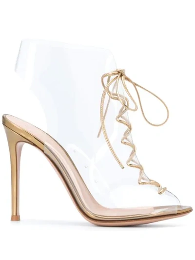 Shop Gianvito Rossi Lace-up Sandals In Gold
