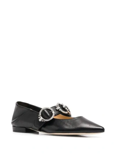 Shop Giannico Betty Pointed Brogues In Black