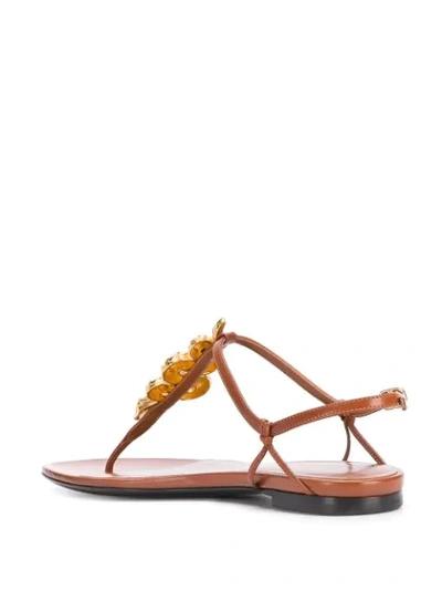Shop Valentino Snake Thong-strap Sandals In Brown