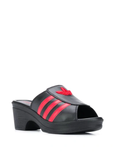 Shop Adidas X Lotta Volkova X Lotta Volkova Trefoil Chunky-heel Mules In Black