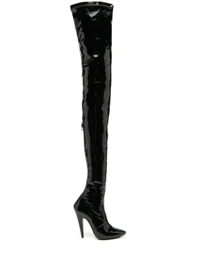 Shop Saint Laurent Aylah Over-the-knee Boots In Black