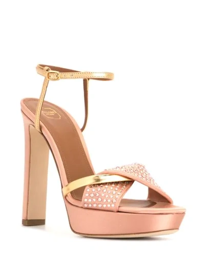 Shop Malone Souliers Lauren Crystal Sandals In Pink ,gold
