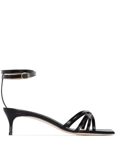 Shop By Far Kaia 50mm Patent Leather Sandals In Black