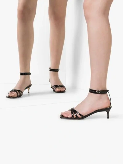 Shop By Far Kaia 50mm Patent Leather Sandals In Black