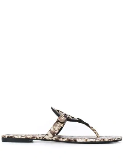 Shop Tory Burch Snakeskin Effect Sandals In Neutrals