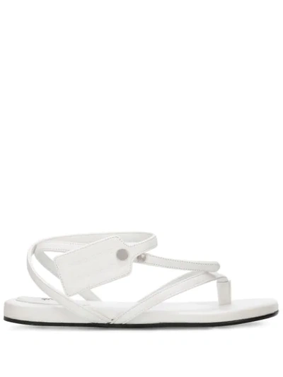 Shop Off-white Tag-detail Strappy Sandals In White