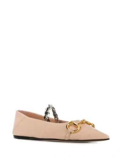 Shop Gucci Horsebit Detail Ballerina Shoes In Neutrals
