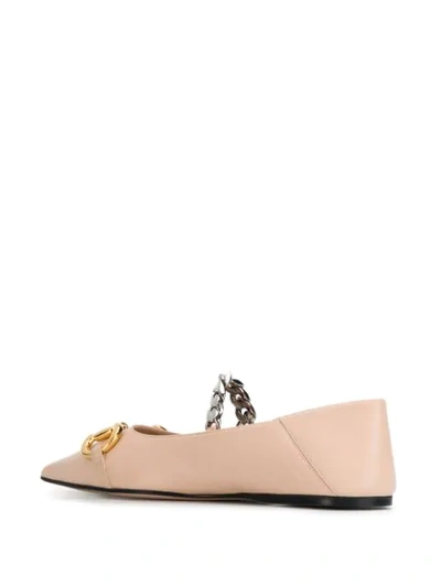 Shop Gucci Horsebit Detail Ballerina Shoes In Neutrals