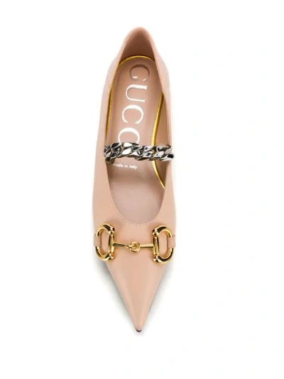 Shop Gucci Horsebit Detail Ballerina Shoes In Neutrals