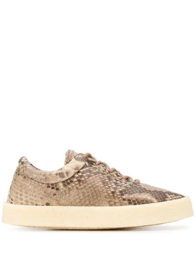 Shop Yeezy Snakeskin Effect Sneakers In Brown