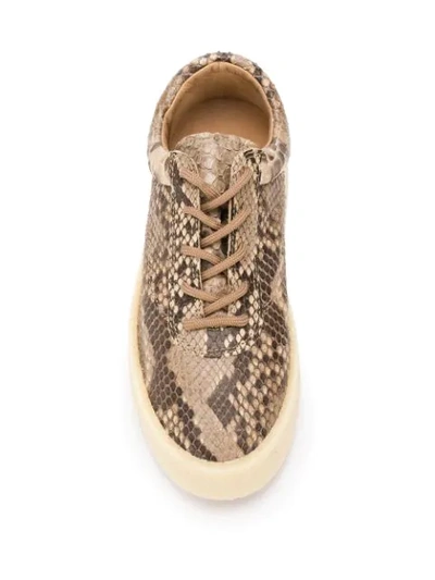 Shop Yeezy Snakeskin Effect Sneakers In Brown