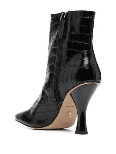 Shop Kurt Geiger Croc-effect Leather Ankle Boots In Black