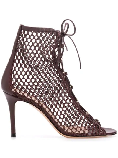Shop Gianvito Rossi Helena 90mm Fishnet Sandals In Red