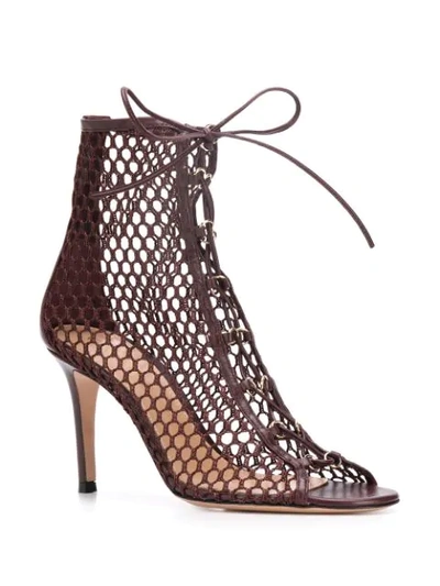 Shop Gianvito Rossi Helena 90mm Fishnet Sandals In Red