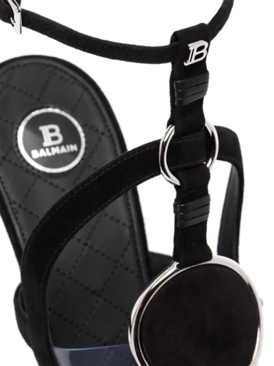 Shop Balmain Circle Emblem 95mm Sandals In Black