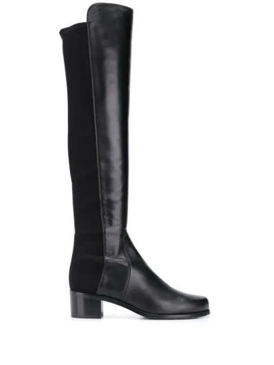 Stuart Weitzman Keelan City Microstretch And Leather Knee Boots In Black