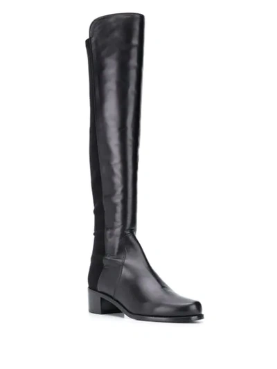 Stuart Weitzman Keelan City Microstretch And Leather Knee Boots In Black
